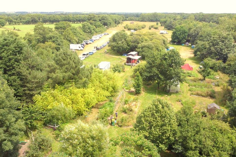 Vue du parking et camping