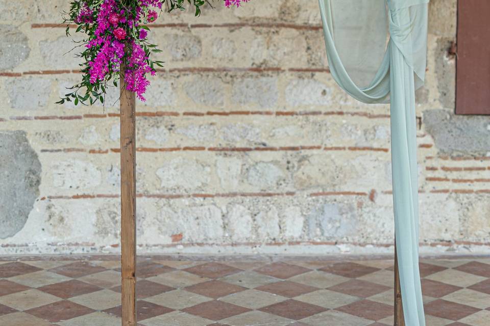 Arche floral fuchsia