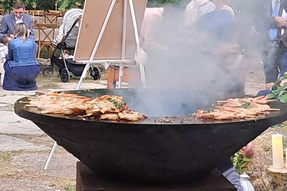 Gambas et poulet en fête