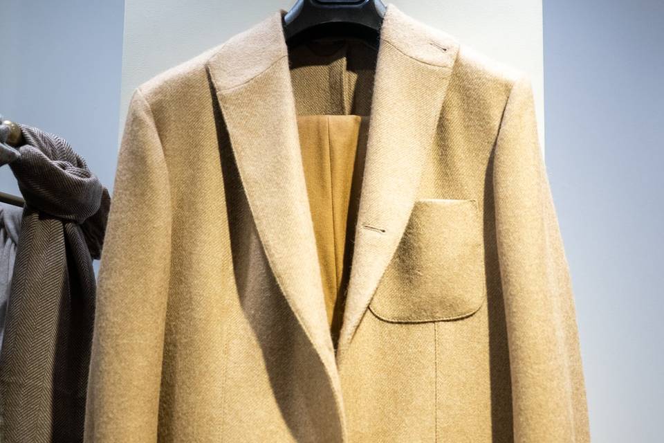 detail veste en laine beige