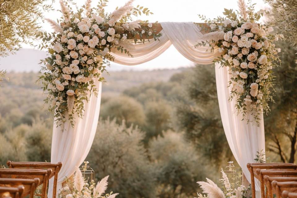 Cérémonie mariage arche fleurs