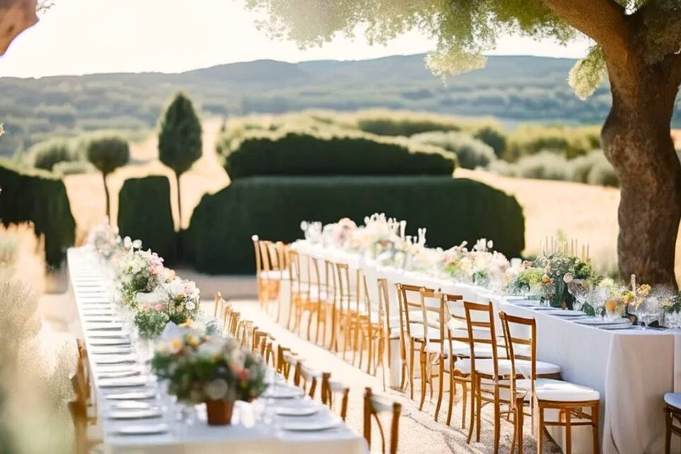 Mariage champs et soleil
