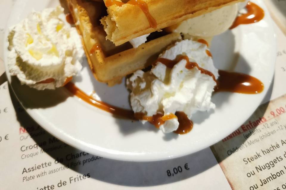 Dessert, gaufre gourmande