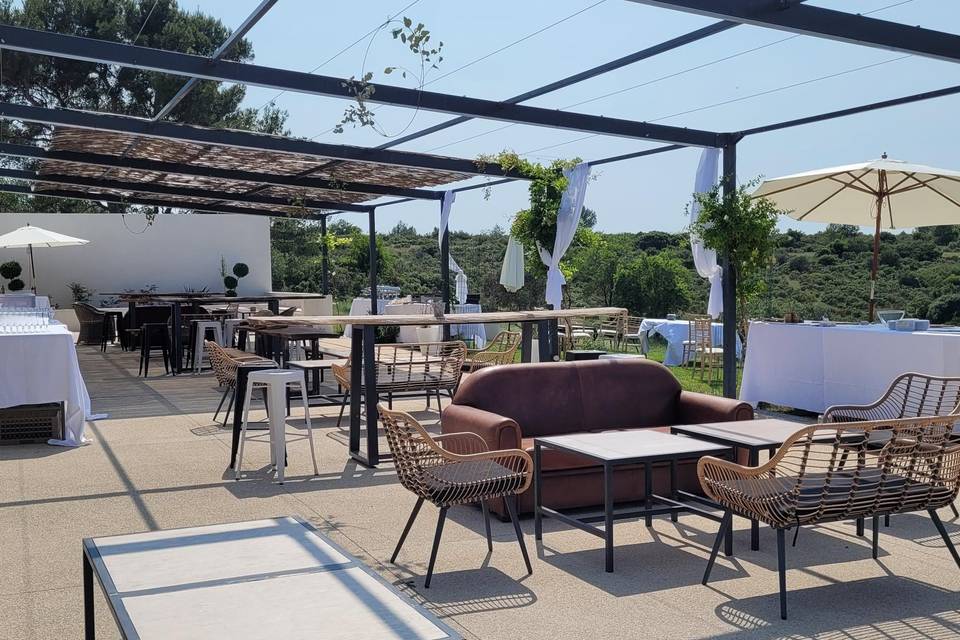 Terrasse au soleil couchant