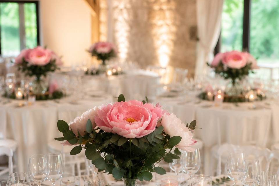 Fleurs en papier centre table