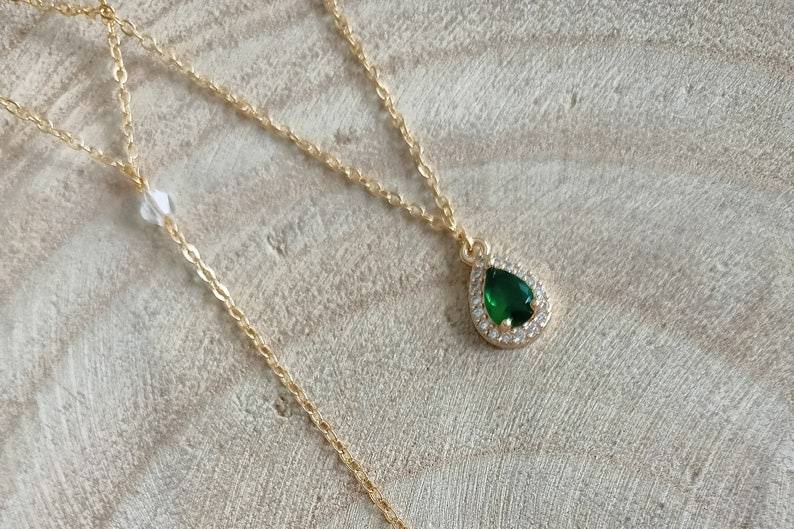Collier dos nu émeraude