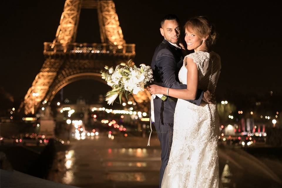 Photographe mariage Paris nuit