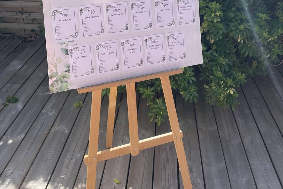 Plan de table papeterie
