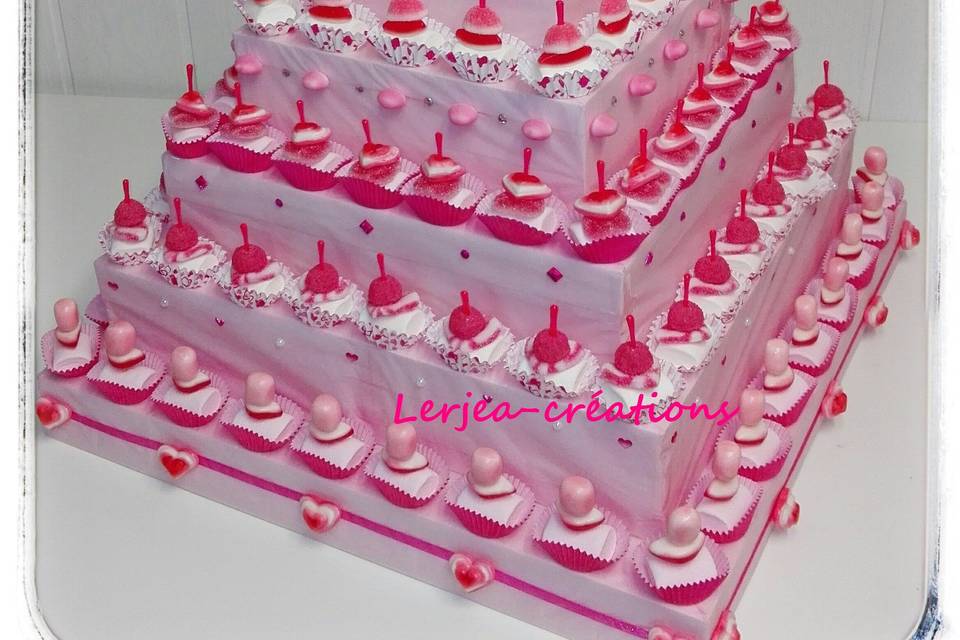 Pyramide cupcake rose/bl Halal