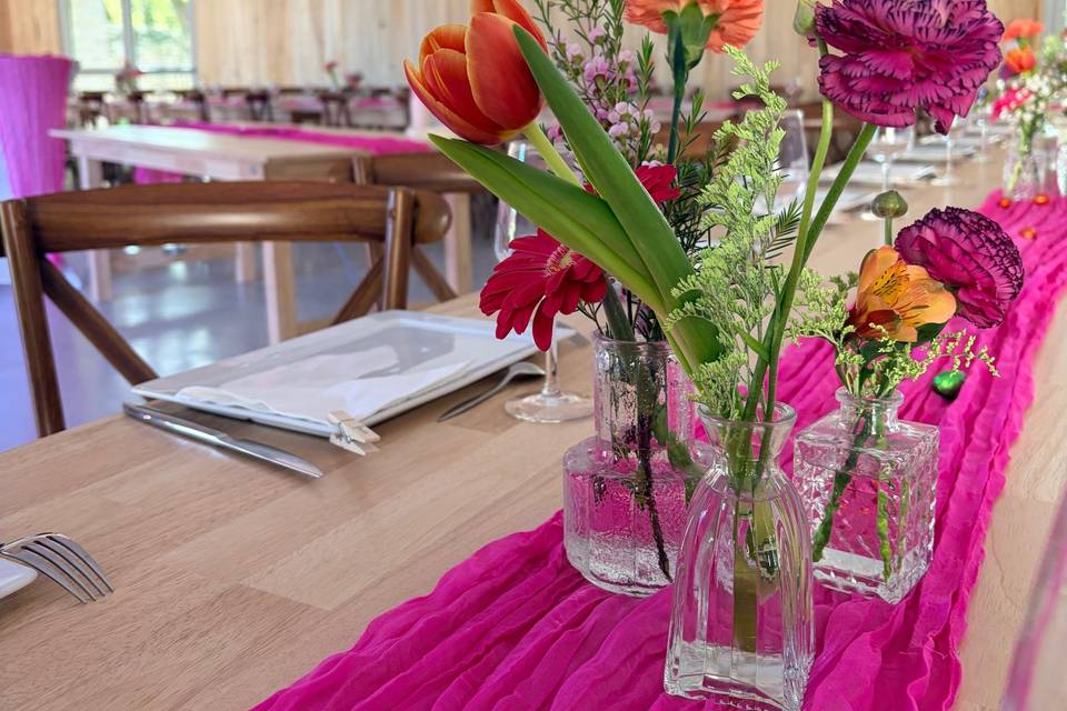 DECORATION REOSE ET FUCHSIA
