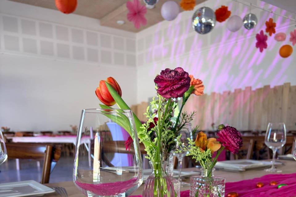DECORATION REOSE ET FUCHSIA