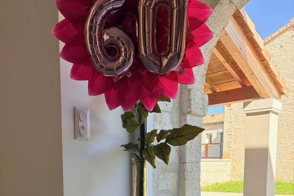DECORATION REOSE ET FUCHSIA