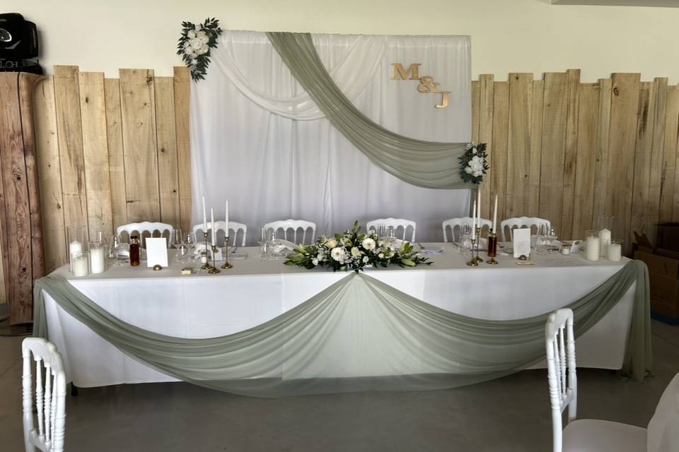 Table d'honneur vert et blanc
