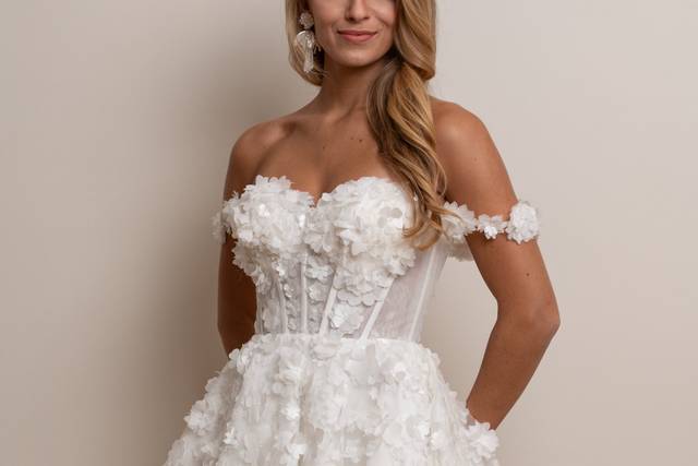Robe de mariée courte fleurs