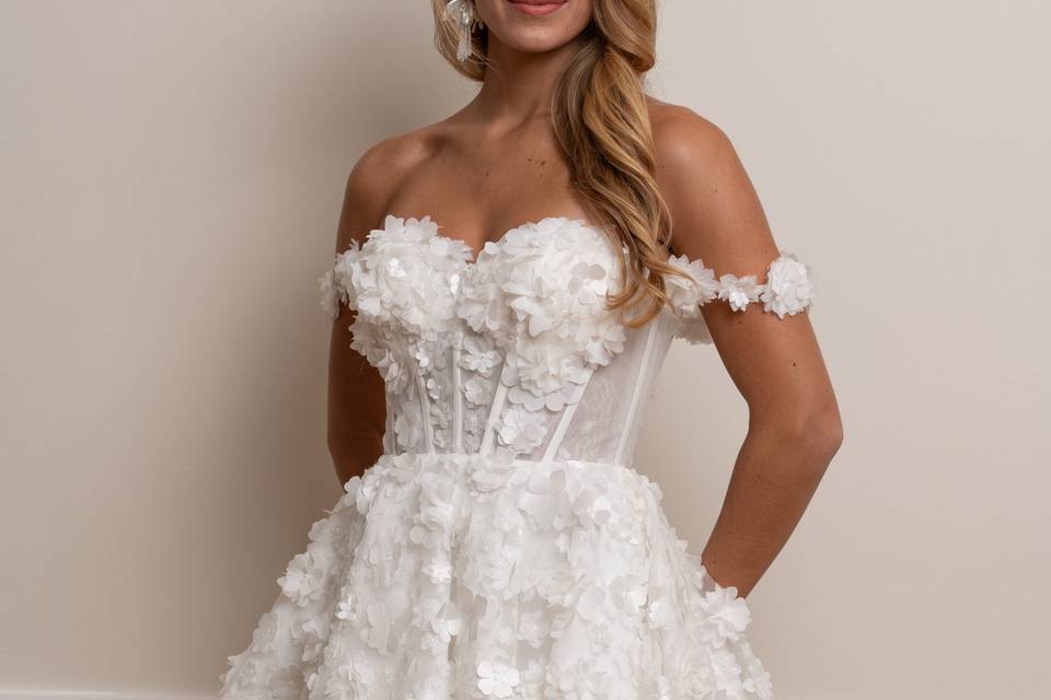 Robe de mariée courte fleurs
