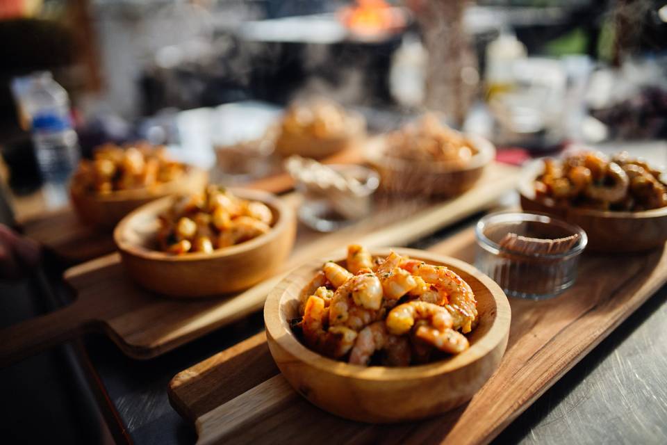 Crevettes flambées