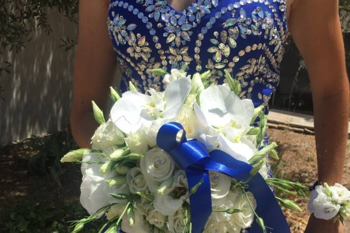 Bouquet de mariée bleu & blanc