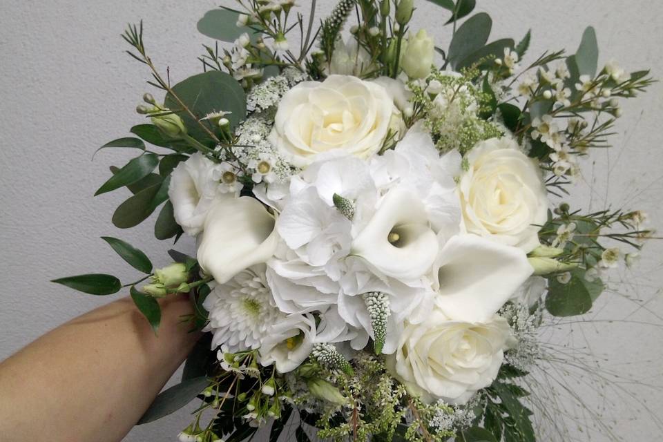 Bouquet mariée blanc et vert