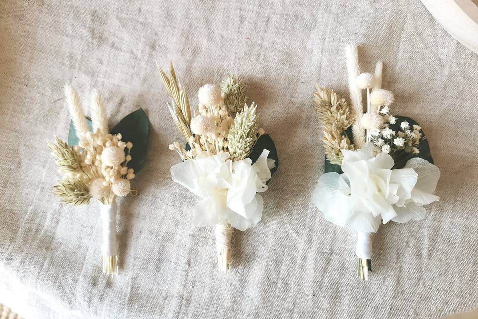 Boutonnières fleurs séchées