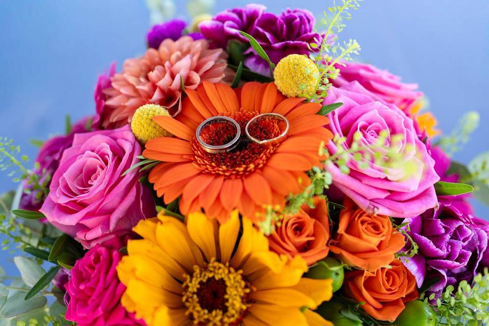 Bouquet de mariée coloré