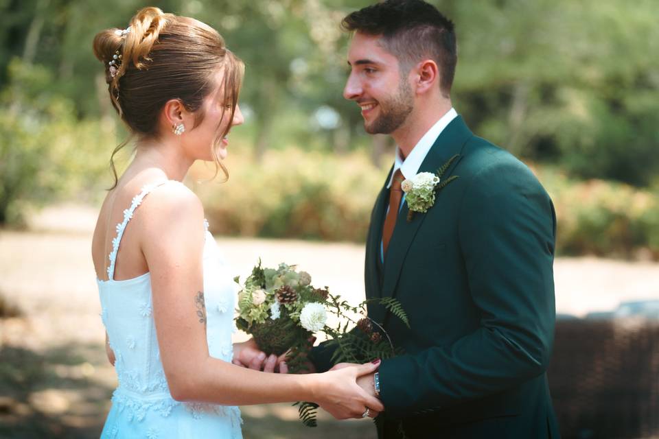 Costume mariage vert sapin
