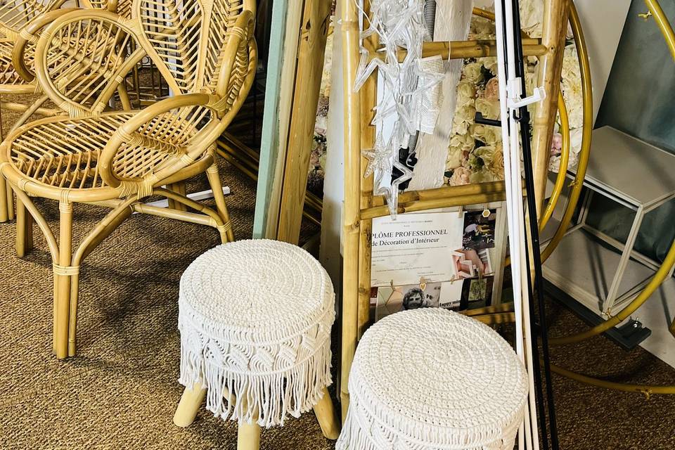 Macramé tabouret