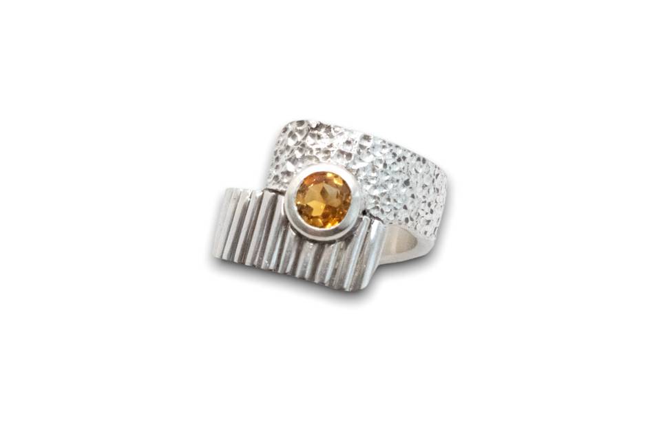 Bague argent et citrine