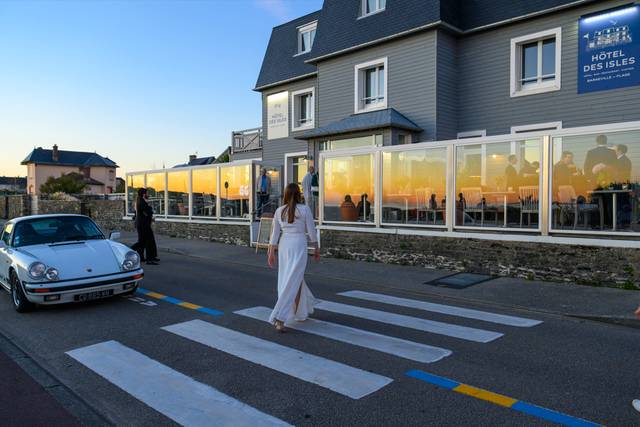 Hôtel au coucher de soleil