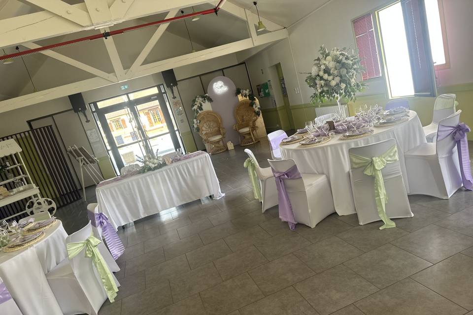 Décoration parme et vert pale