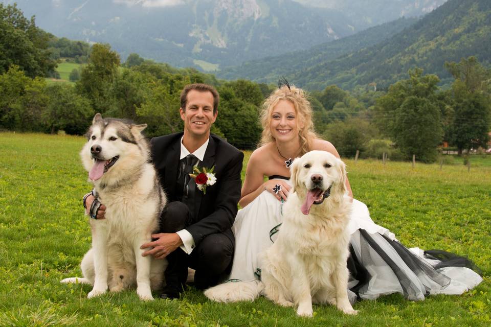 Mariés avec leurs chiens