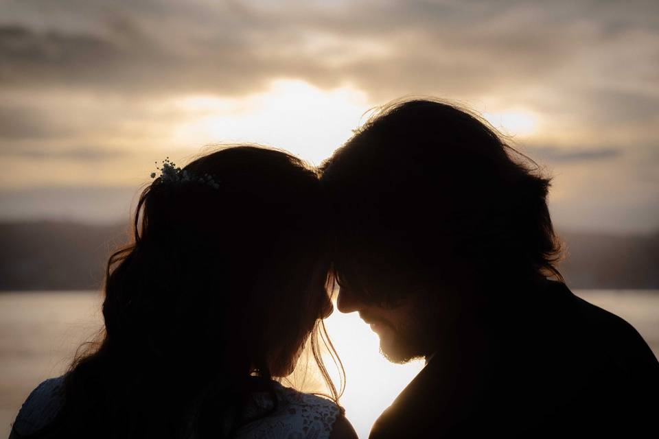 Portrait couple mariage Sunset