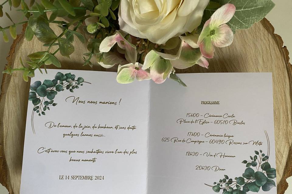 Faire part eucalyptus