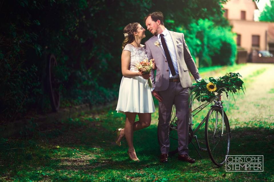 Vélo et bouquet