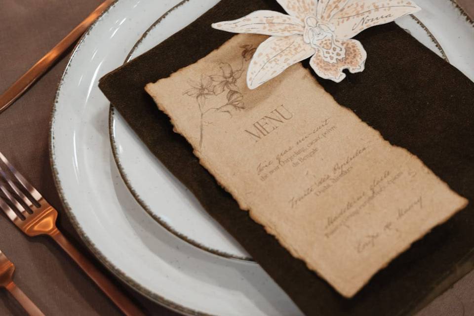 Menu de mariage vintage