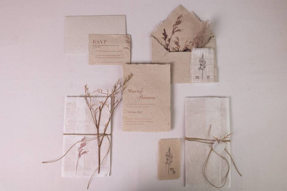 Papeterie de mariage beige