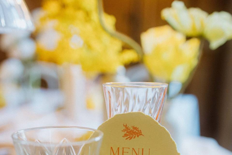 Menu de mariage jaune