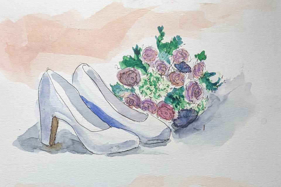 Nature morte pré-mariage aquarelle