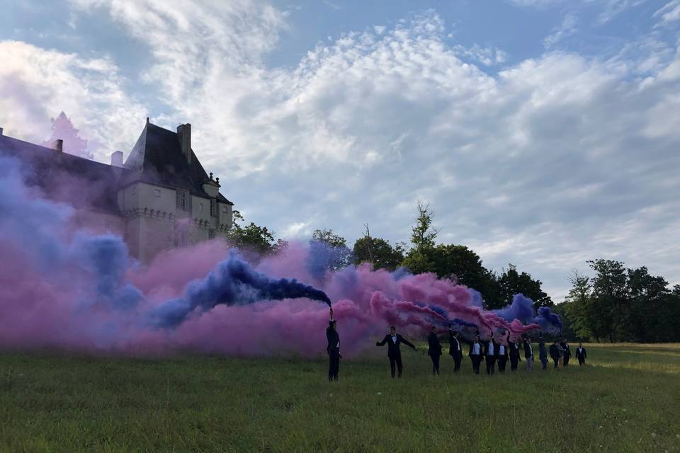 Arrivée en hélicoptère