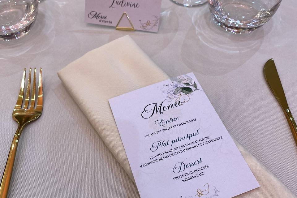 Menu mariage