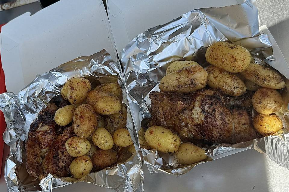 Poulet, pommes de terre