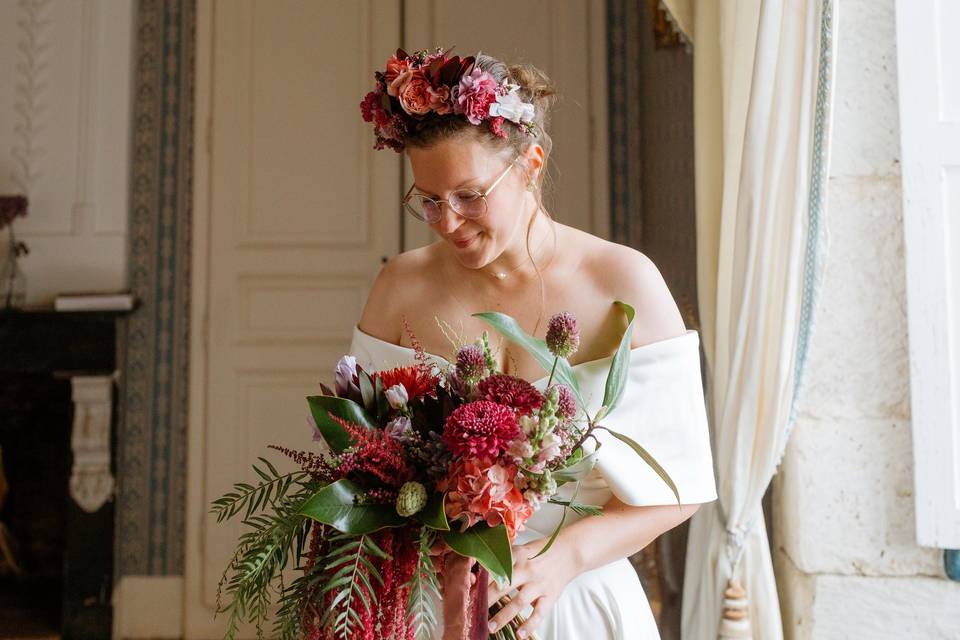 Bouquet de mariée et couronne