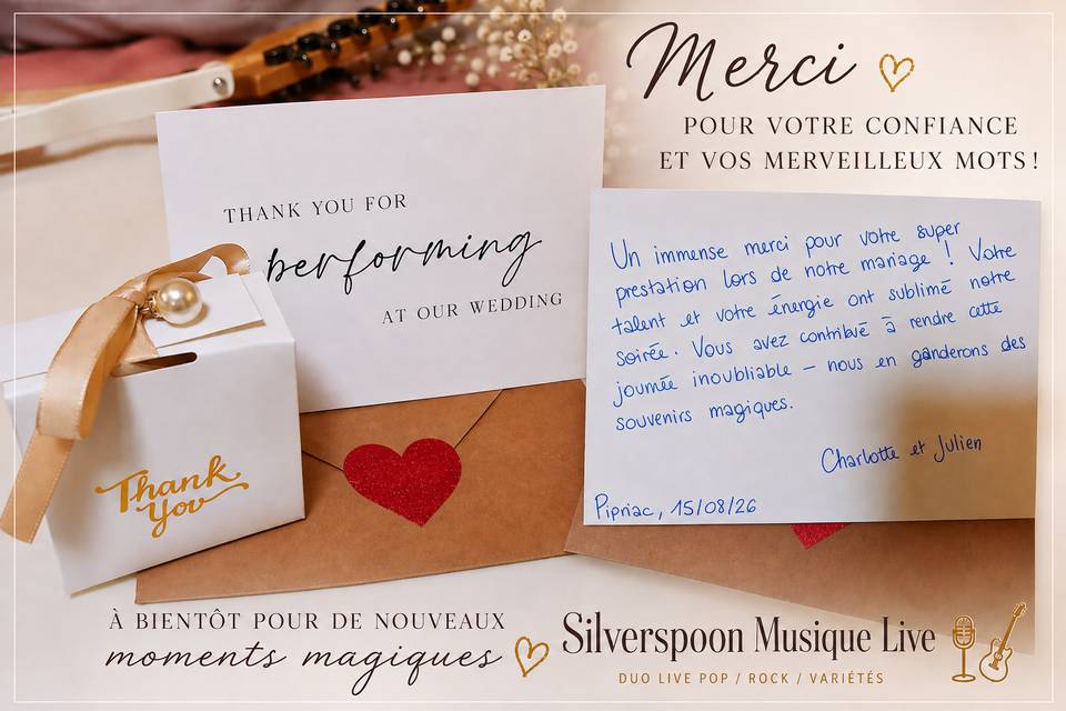 Remerciements de nos mariés