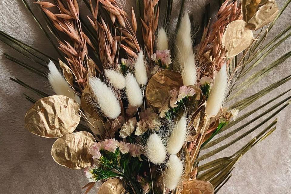 Bouquet une face rose et or