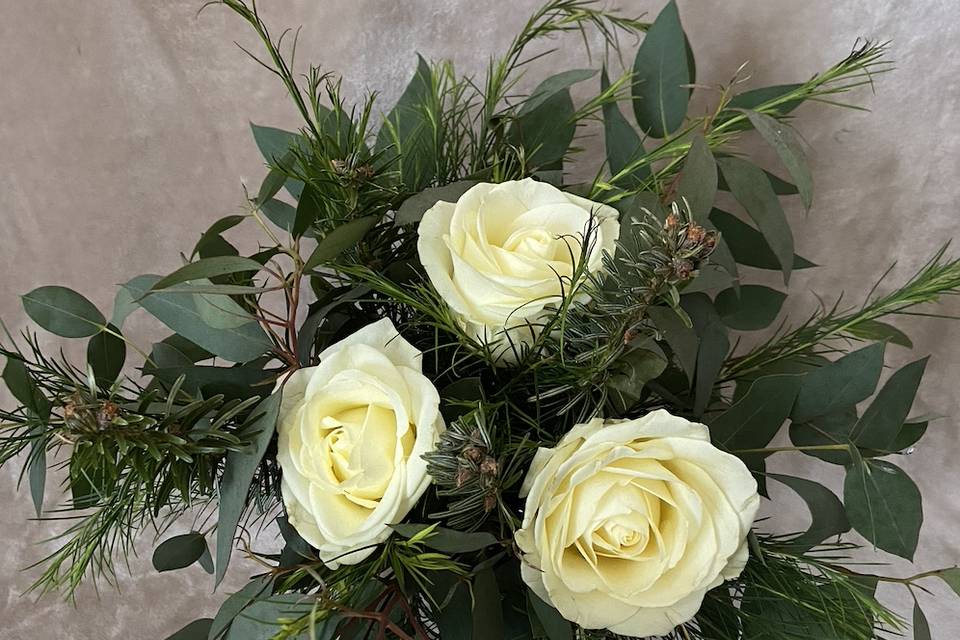 Bouquet sapin rose blanche