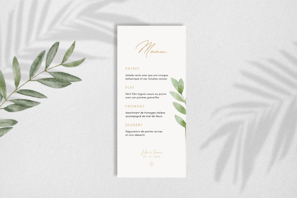 Menu de mariage