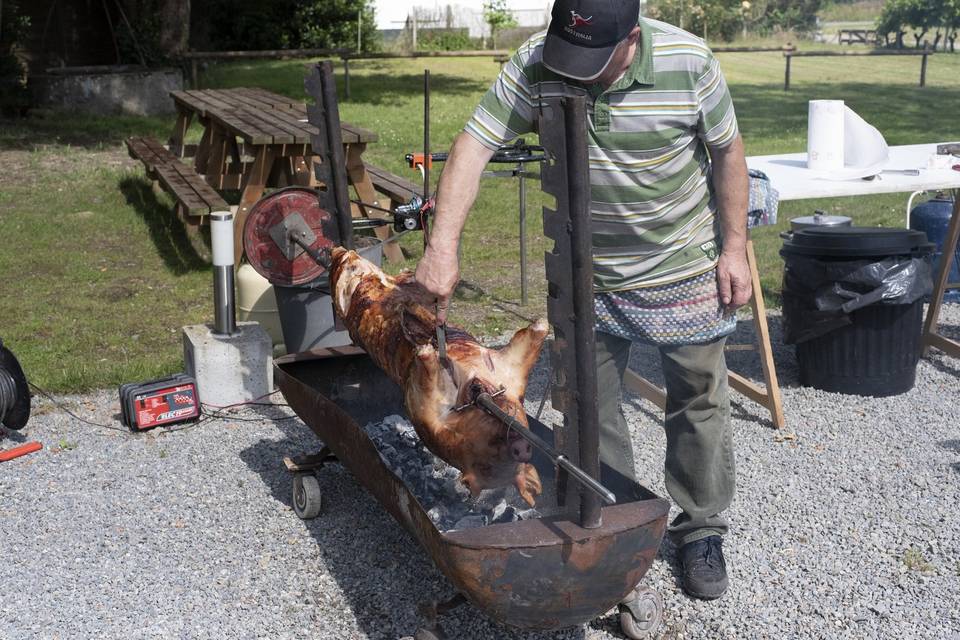 Cochon grillé sur place