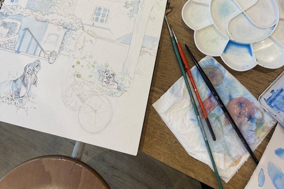 Aquarelle en cours