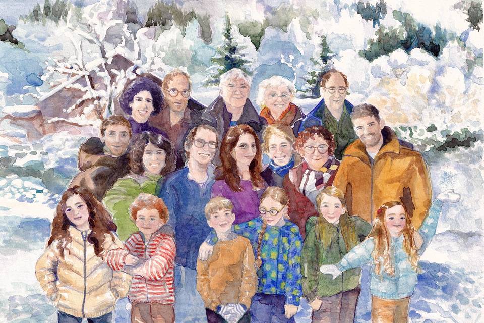 Portrait de famille aquarelle