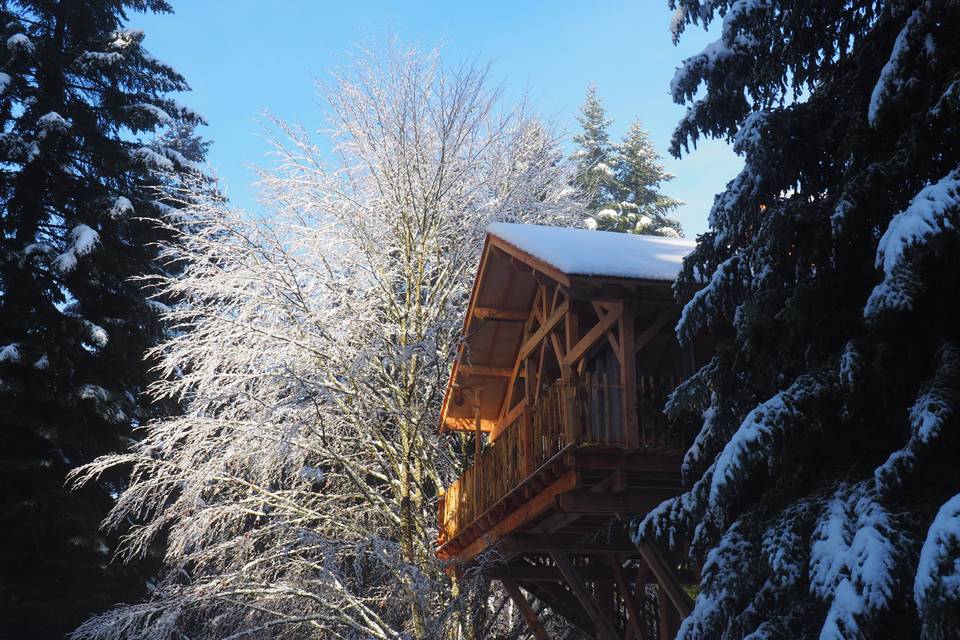 Lodge sous la neige