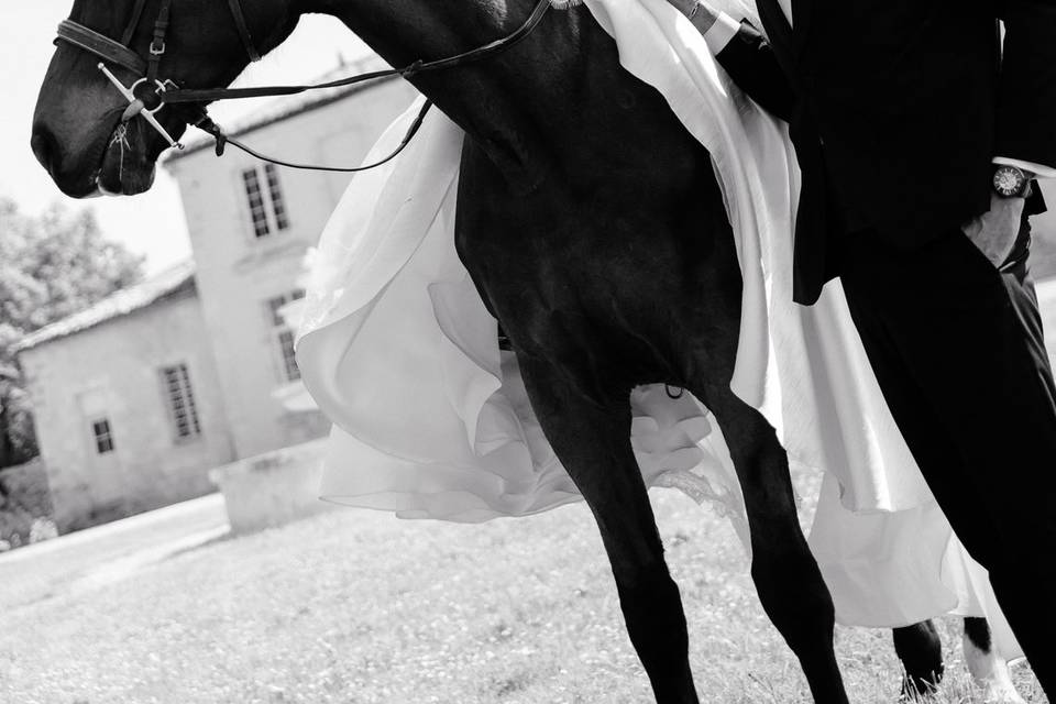 Photo mariage avec cheval